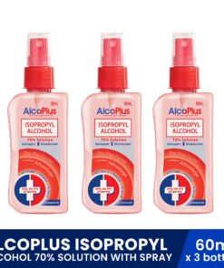 ALCOPLUS Isopropyl Alcohol 70% Solution with Spray 60ml x 3 bottles