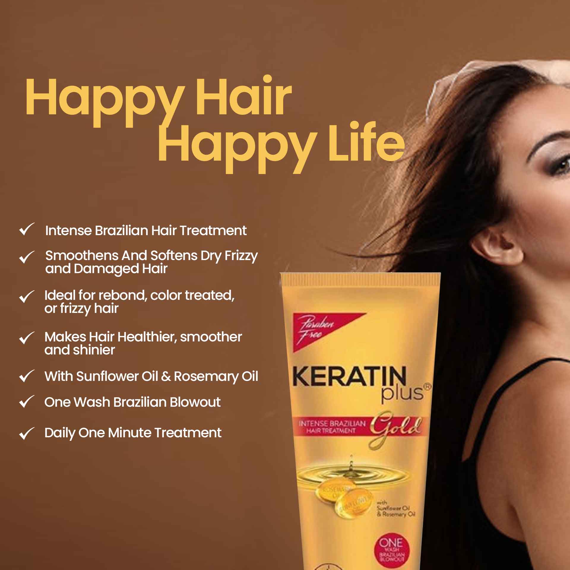 KERATIN Plus Gold Intense Brazilian Hair Treatment with Sunflower Oil &  Rosemary Oil 200g – Biggrocer