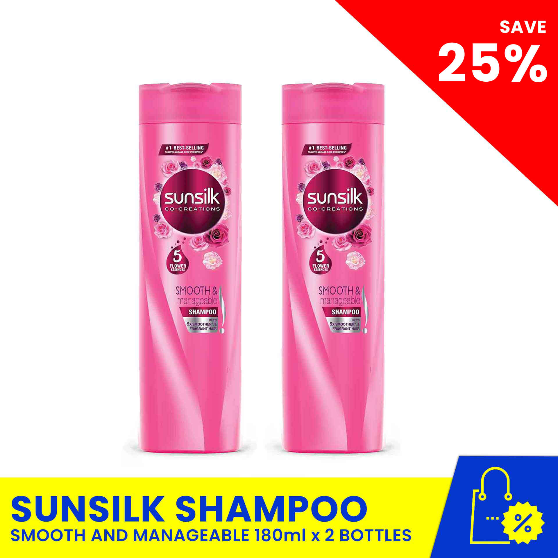 SUNSILK Shampoo Smooth & Manageable 180ml Buy 1 and Get 2nd bottle at 50% –  Biggrocer