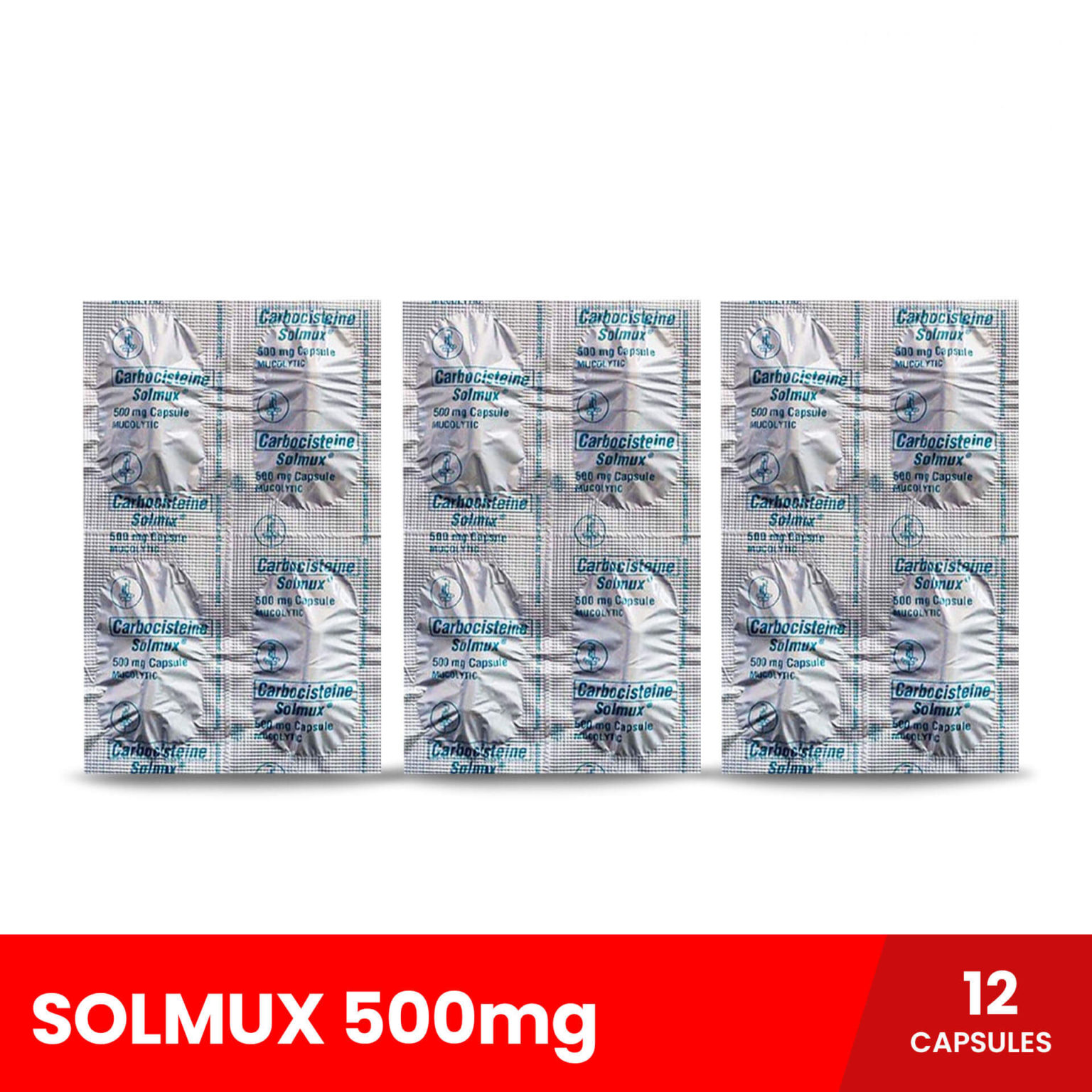 SOLMUX 500mg X 12 Capsules (For Coughs, Colds & Flu) – Biggrocer