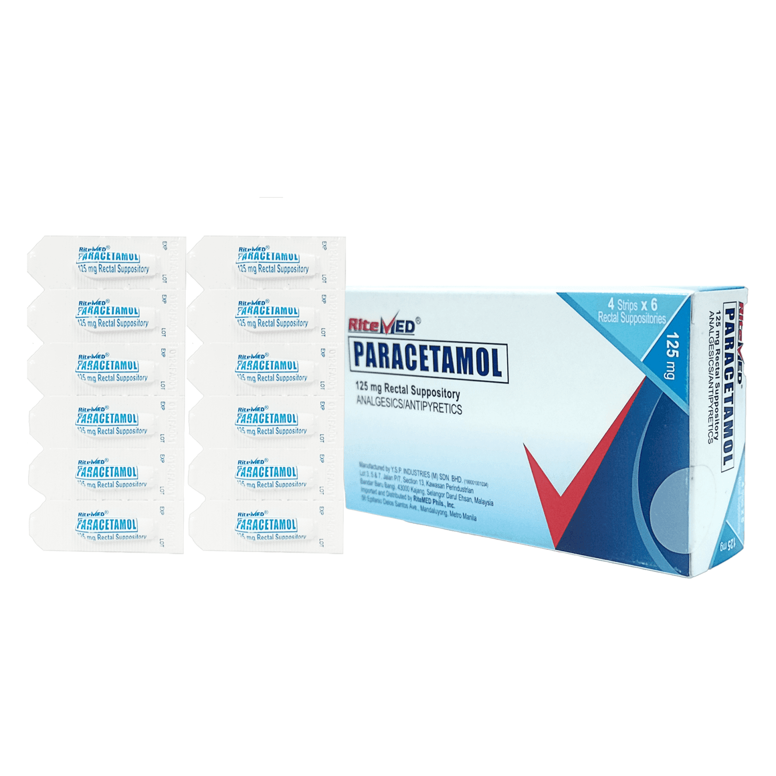 Ritemed Paracetamol 125mg Rectal Suppository X 12 For The Relief Of