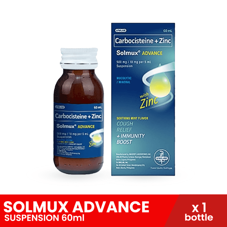 SOLMUX Advance Suspension Syrup 60ml Carbocisteine Zinc (Fast Relief ...