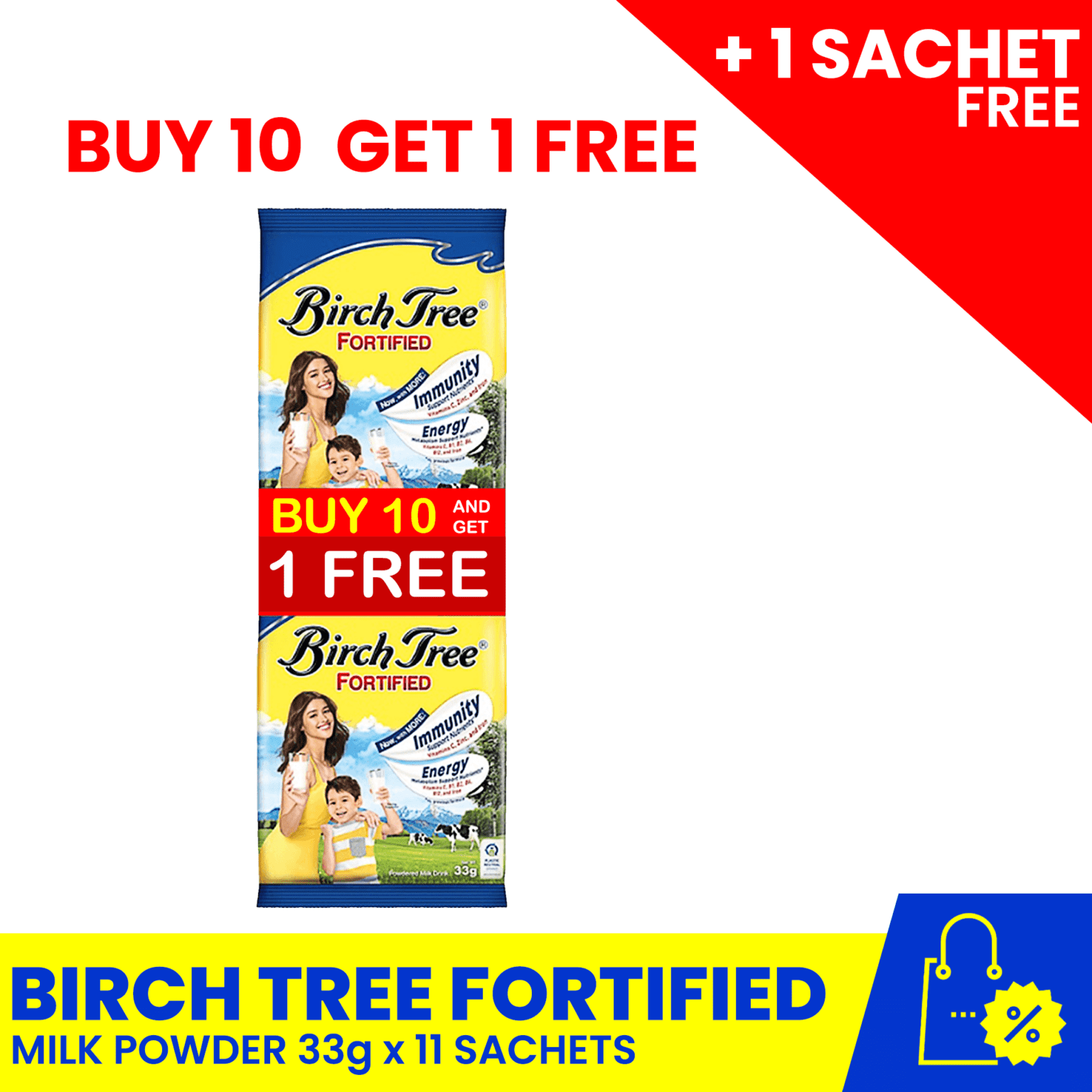 BUY 10 GET 1: BIRCH TREE Fortified Milk Powder 33g 10+1 sachets – Biggrocer